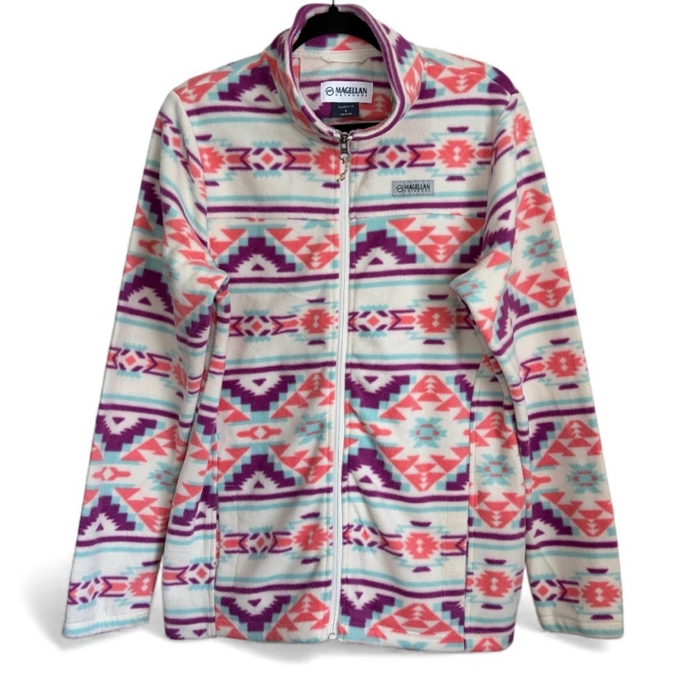 Magellan Outdoors Artic Fleece Full Zip Jacket Aztec Southwestern Size Large